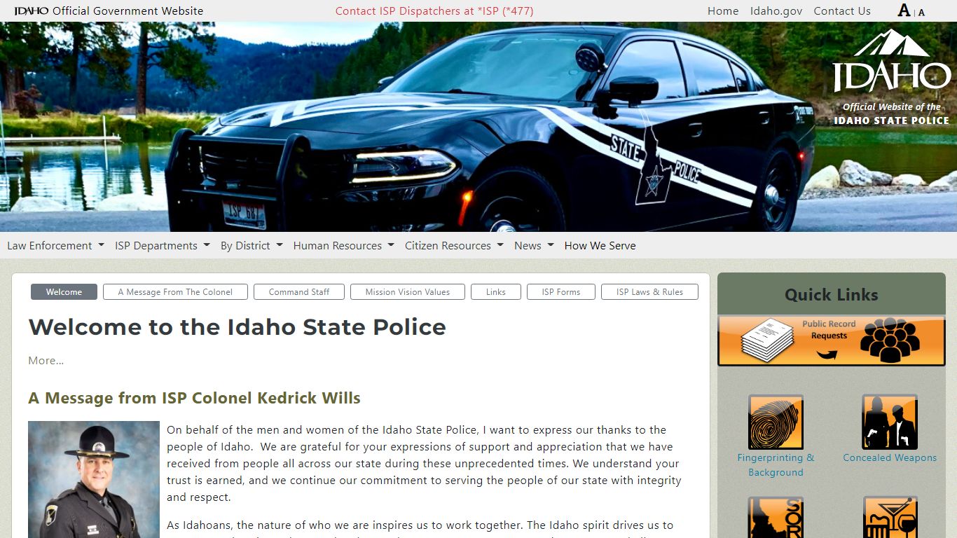 Welcome | Official website of the Idaho State Police